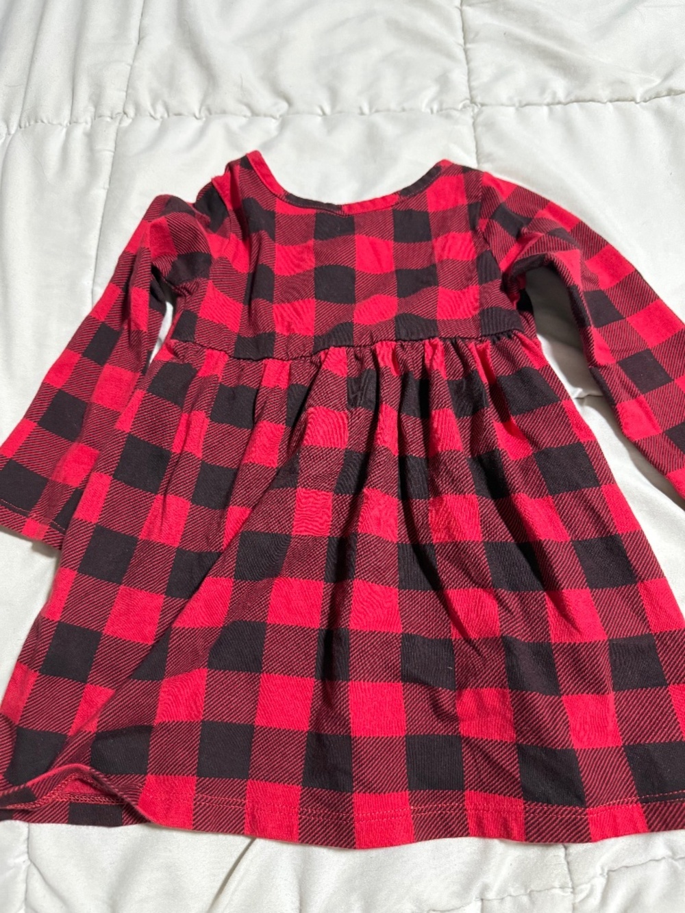 Wonder Nation Plaid Dress Long Sleeve Black Red Christmas Girls 12- 18 Month